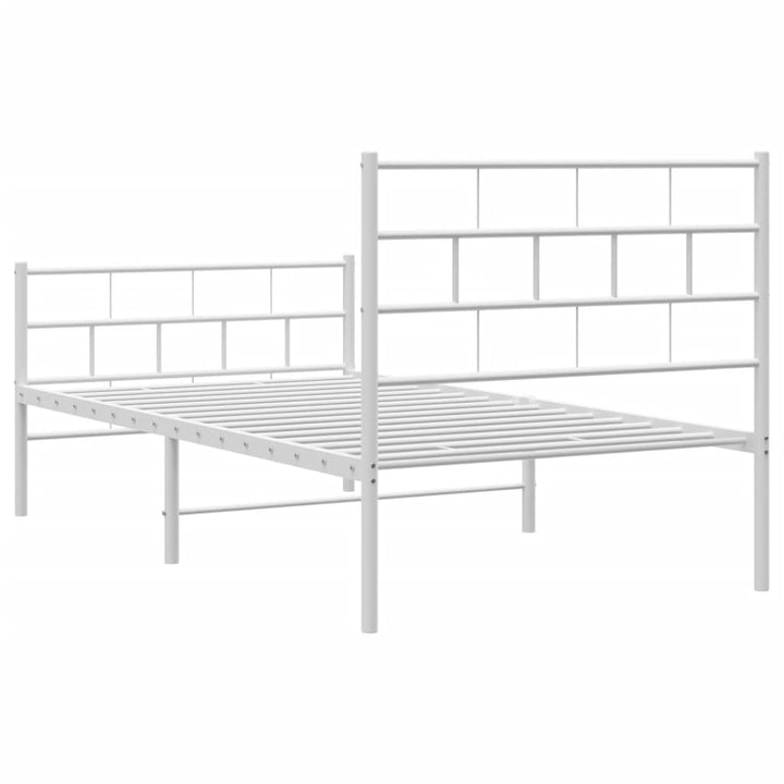 vidaXL Metal Bed Frame with Headboard and Footboard White 39.4"x74.8" Twin-5