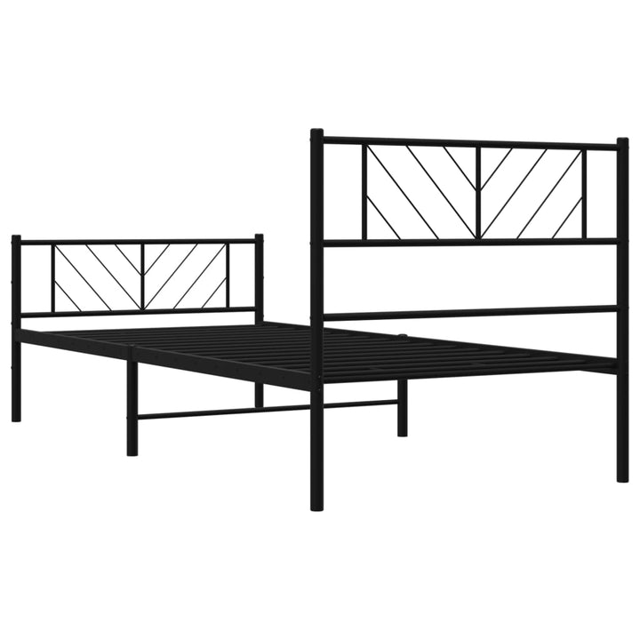 vidaXL Metal Bed Frame with Headboard and Footboard Black 39.4"x74.8" Twin-5