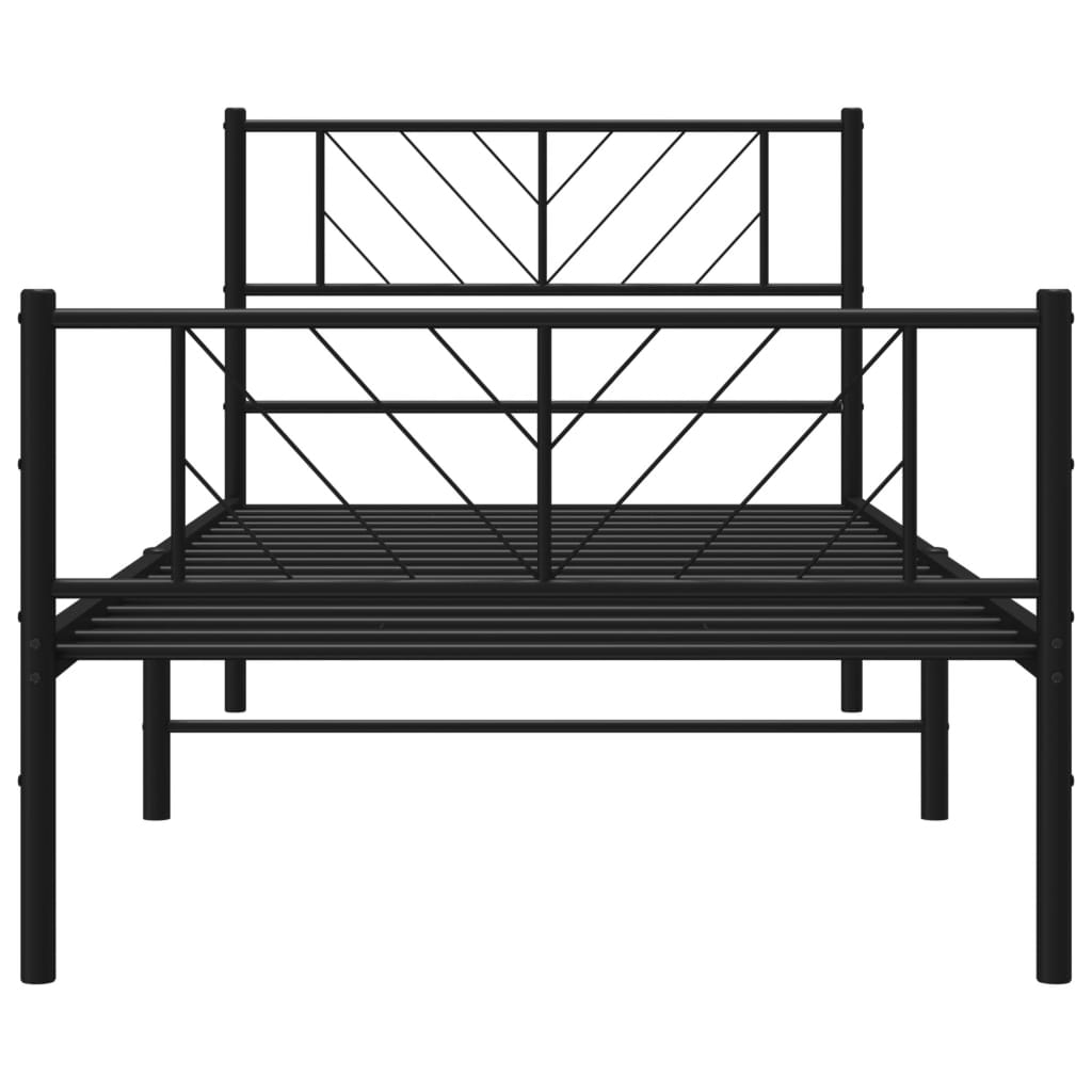 vidaXL Metal Bed Frame with Headboard and Footboard Black 39.4"x78.7"-3