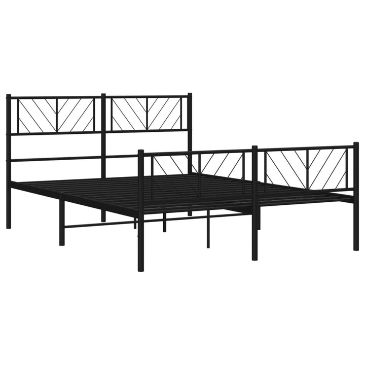 vidaXL Metal Bed Frame with Headboard and Footboard Black 53.1"x74.8"-2