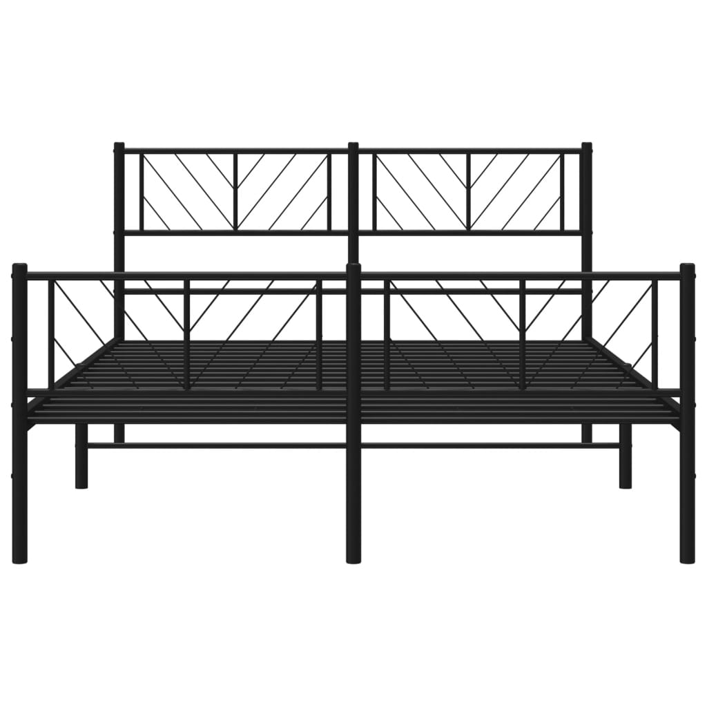 vidaXL Metal Bed Frame with Headboard and Footboard Black 53.1"x74.8"-3