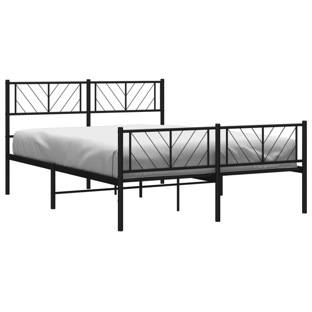 vidaXL Metal Bed Frame with Headboard and Footboard Black 59.1"x78.7"-1