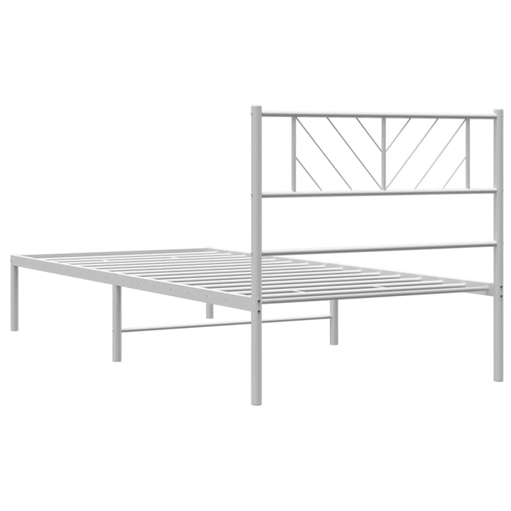 vidaXL Metal Bed Frame with Headboard White 39.4"x74.8" Twin-5