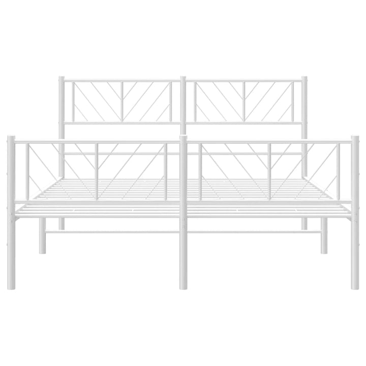 vidaXL Metal Bed Frame with Headboard and Footboard White 53.1"x74.8"-3