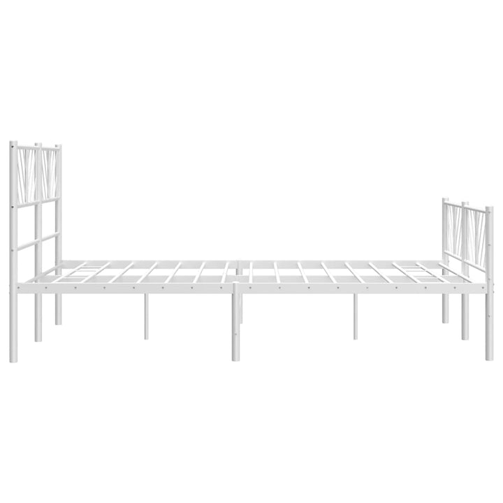 vidaXL Metal Bed Frame with Headboard and Footboard White 53.1"x74.8"-4