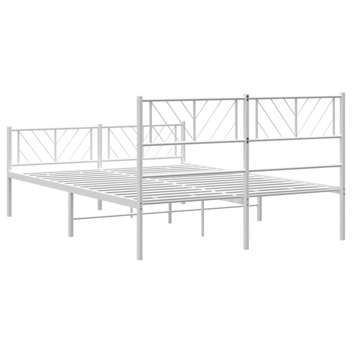 vidaXL Metal Bed Frame with Headboard and Footboard White 59.1"x78.7"-5