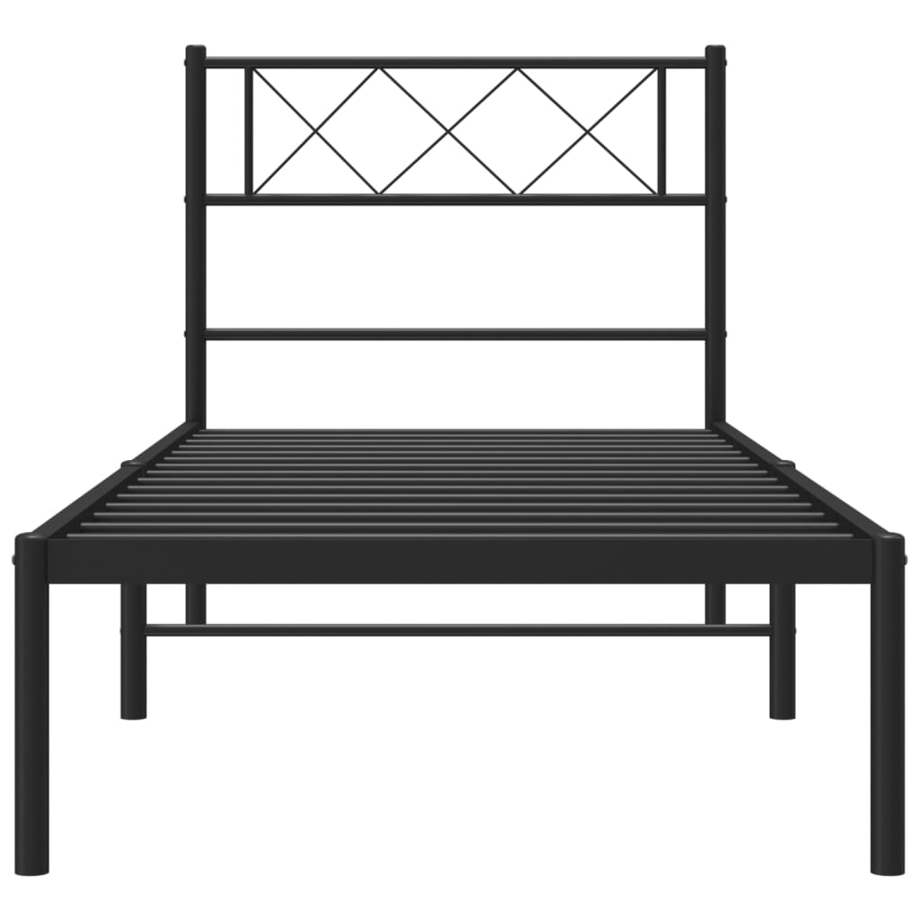 vidaXL Metal Bed Frame with Headboard Black 39.4"x78.7"-2