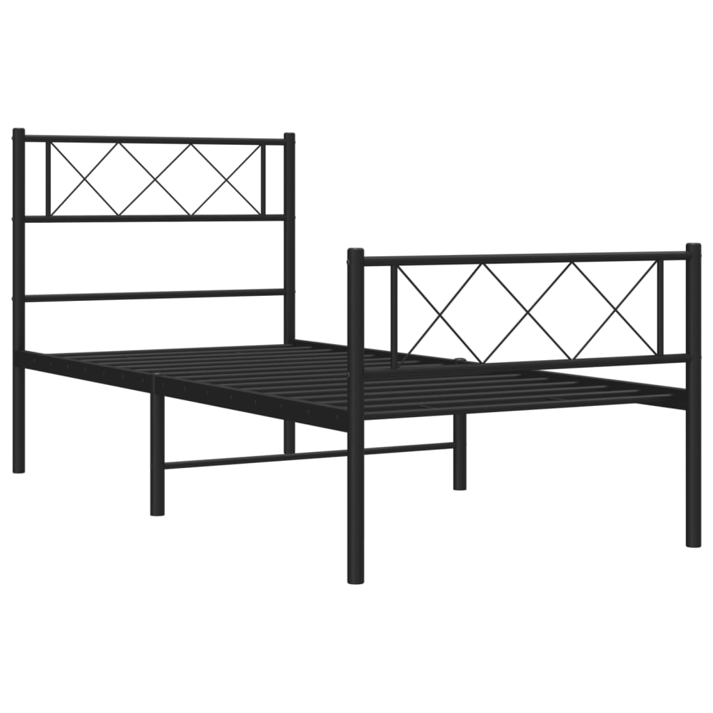 vidaXL Metal Bed Frame with Headboard and Footboard Black 39.4"x74.8" Twin-3
