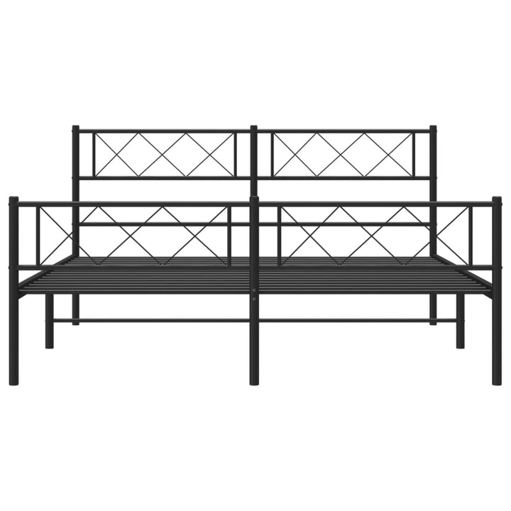 vidaXL Metal Bed Frame with Headboard and Footboard Black 53.1"x74.8"-2