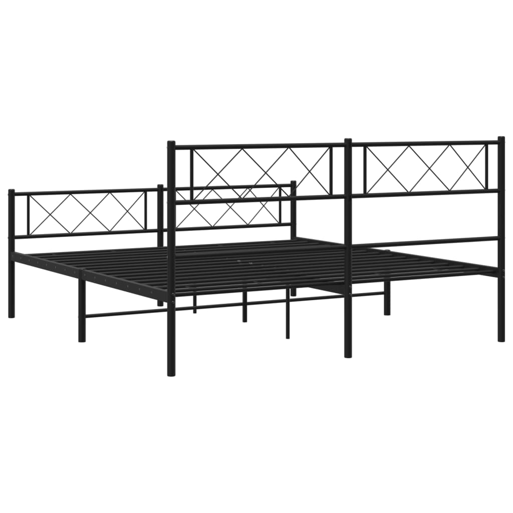 vidaXL Metal Bed Frame with Headboard and Footboard Black 53.1"x74.8"-5