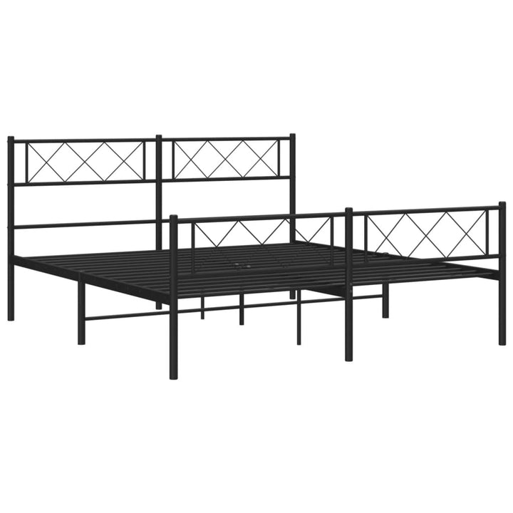 vidaXL Metal Bed Frame with Headboard and Footboard Black 59.1"x78.7"-3