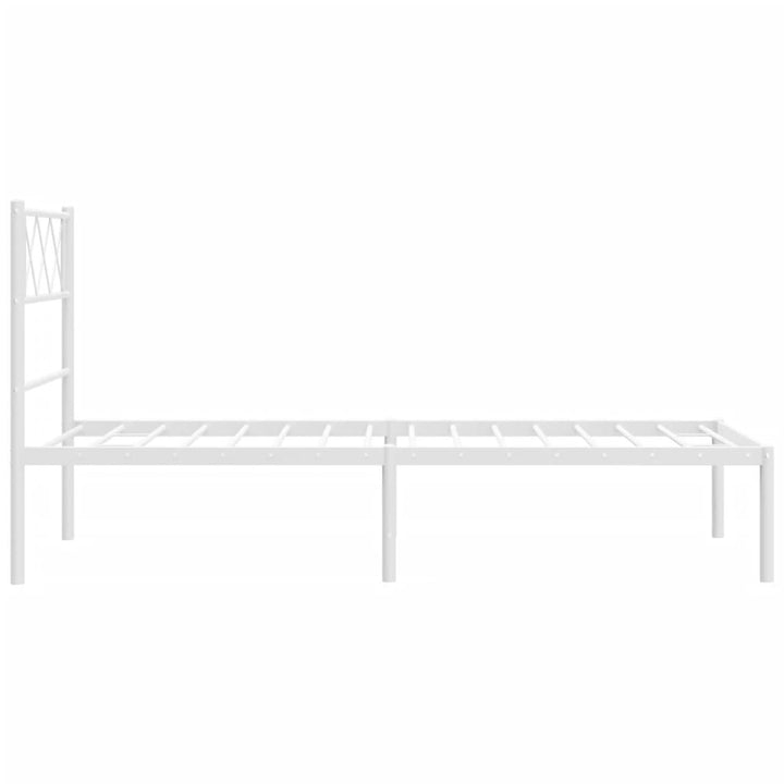 vidaXL Metal Bed Frame with Headboard White 39.4"x78.7"-4