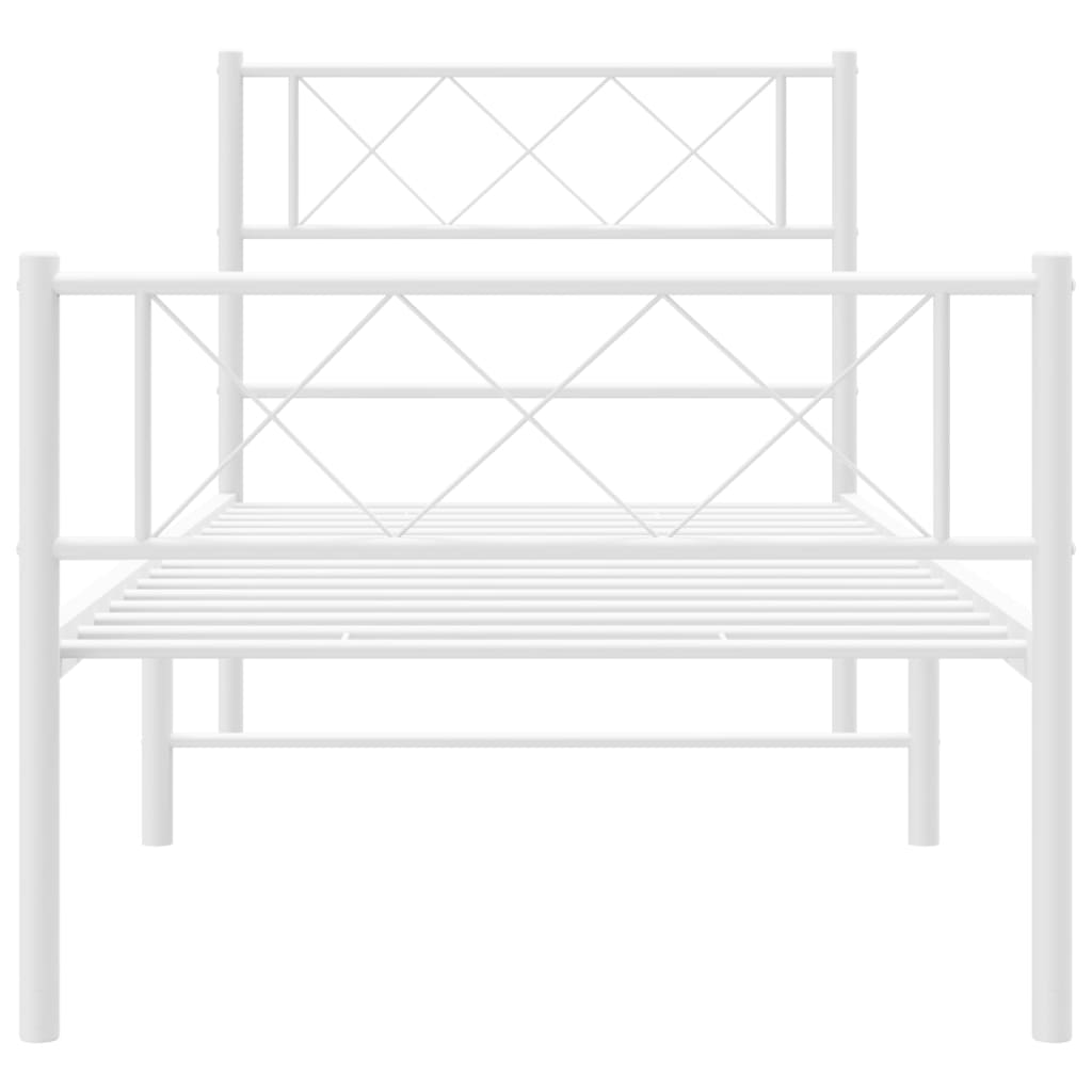 vidaXL Metal Bed Frame with Headboard and Footboard White 39.4"x74.8" Twin-2