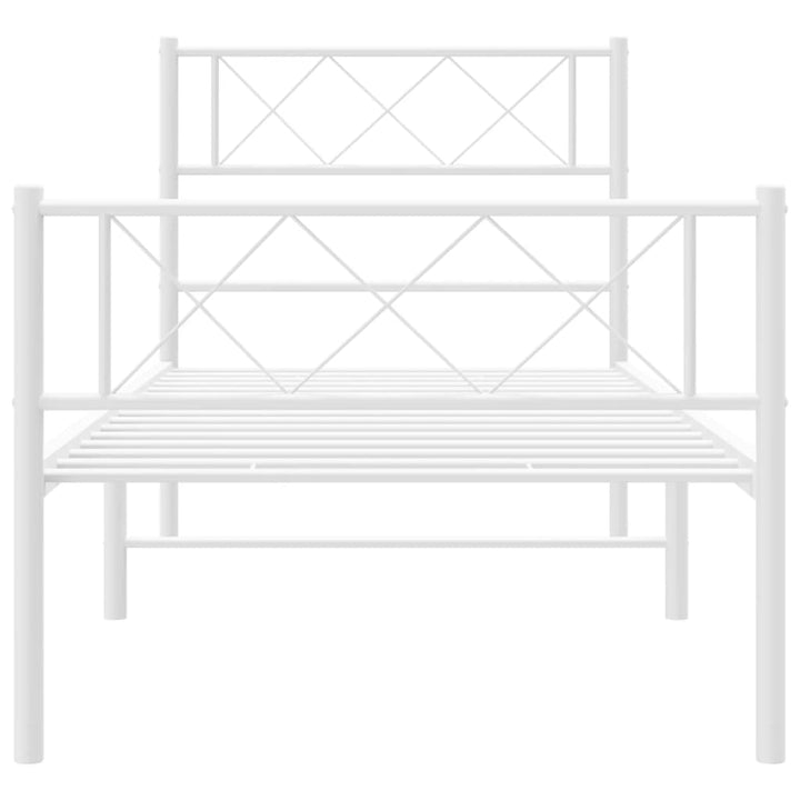vidaXL Metal Bed Frame with Headboard and Footboard White 39.4"x78.7"-2