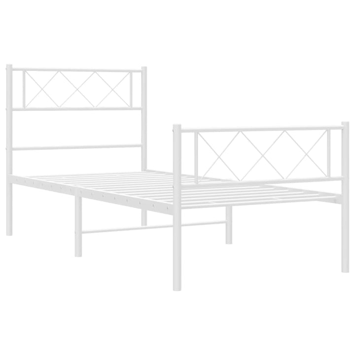 vidaXL Metal Bed Frame with Headboard and Footboard White 39.4"x78.7"-3