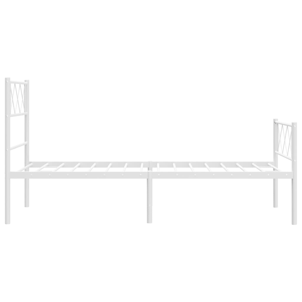 vidaXL Metal Bed Frame with Headboard and Footboard White 39.4"x78.7"-4