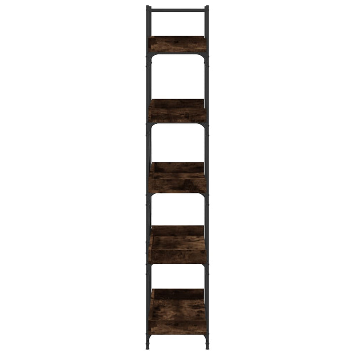 vidaXL Bookcase 5-Tier Smoked Oak 39.4""x13""x71.1"" Engineered Wood-4