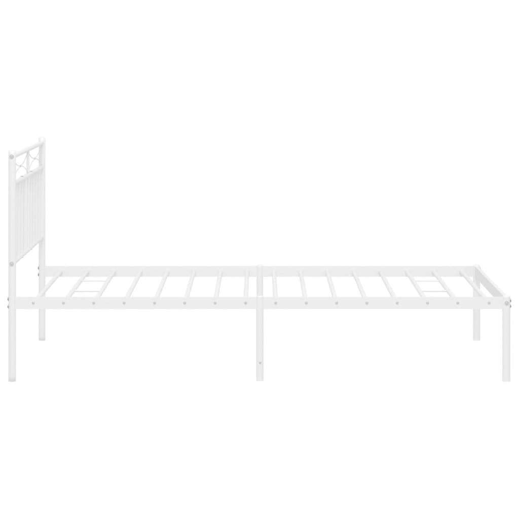 vidaXL Metal Bed Frame with Headboard White 39.4"x78.7"-4
