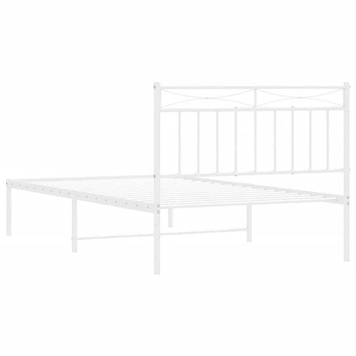 vidaXL Metal Bed Frame with Headboard White 39.4"x78.7"-5