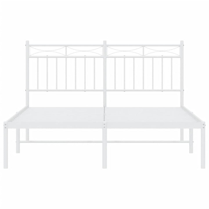 vidaXL Metal Bed Frame with Headboard White 53.1"x74.8"-3