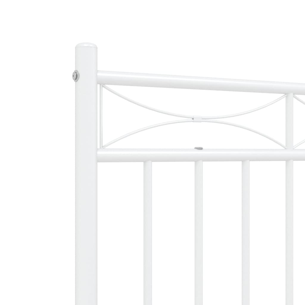 vidaXL Metal Bed Frame with Headboard White 53.1"x74.8"-6