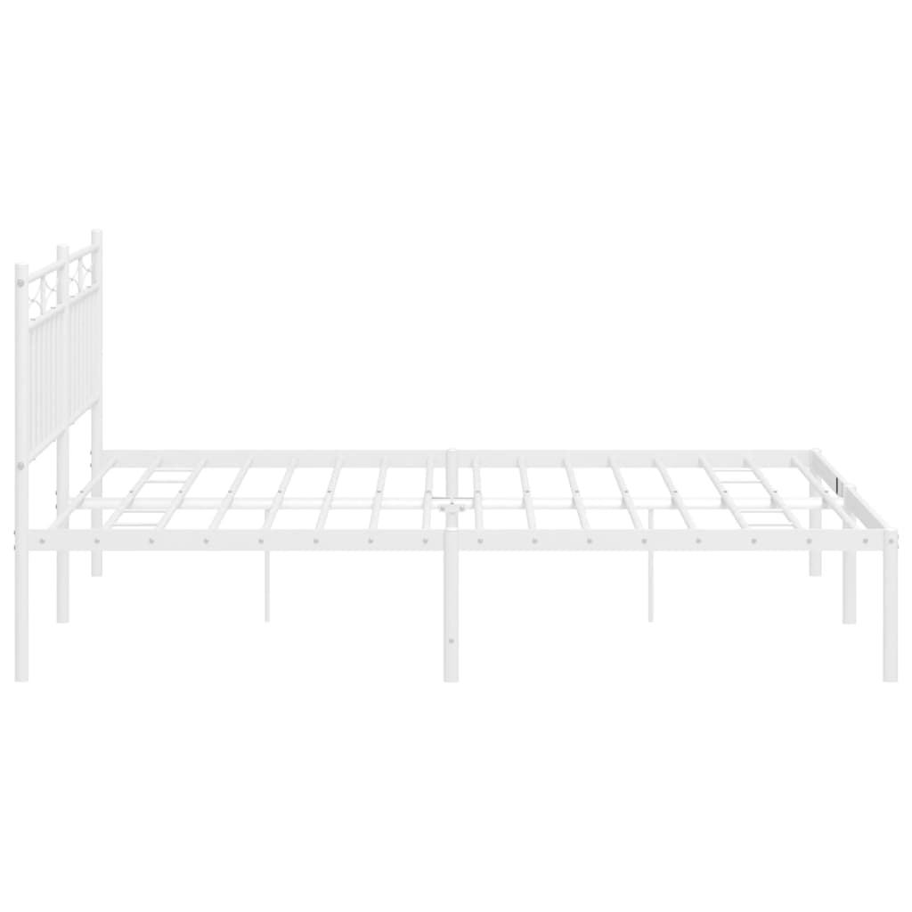 vidaXL Metal Bed Frame with Headboard White 59.1"x78.7"-4