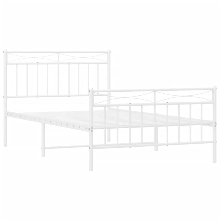 vidaXL Metal Bed Frame with Headboard and Footboard White 39.4"x78.7"-2