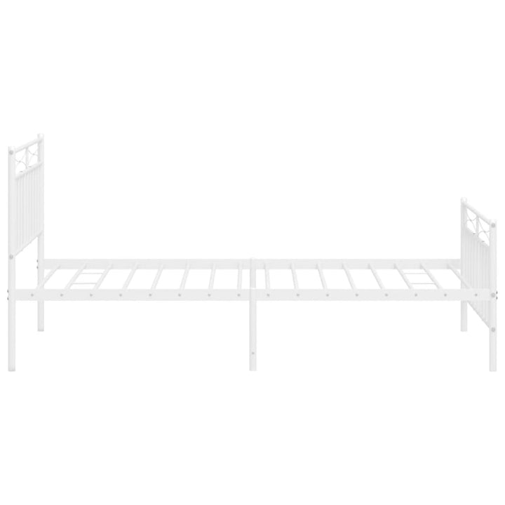vidaXL Metal Bed Frame with Headboard and Footboard White 39.4"x78.7"-4