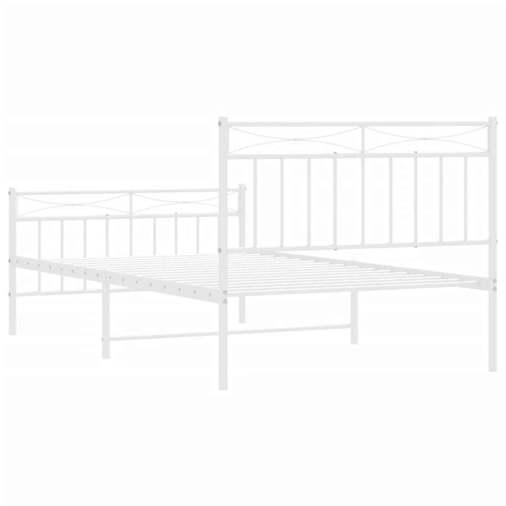 vidaXL Metal Bed Frame with Headboard and Footboard White 39.4"x78.7"-5