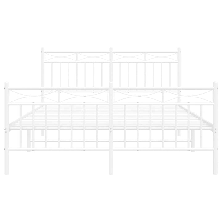 vidaXL Metal Bed Frame with Headboard and Footboard White 53.1"x74.8"-3