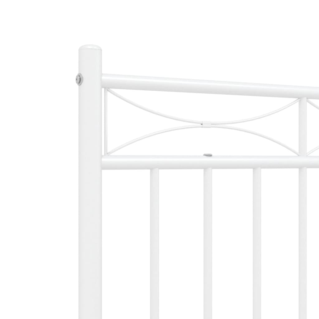 vidaXL Metal Bed Frame with Headboard and Footboard White 53.1"x74.8"-6
