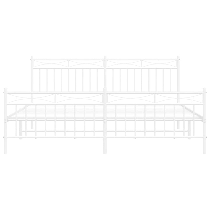 vidaXL Metal Bed Frame with Headboard&Footboard White 72"x83.9" California King-2