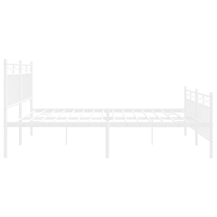 vidaXL Metal Bed Frame with Headboard&Footboard White 72"x83.9" California King-3