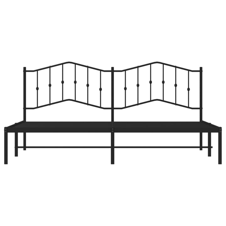vidaXL Metal Bed Frame with Headboard Black 76"x79.9" King-3