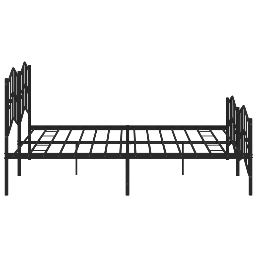 vidaXL Metal Bed Frame with Headboard and Footboard Black 76"x79.9" King-4
