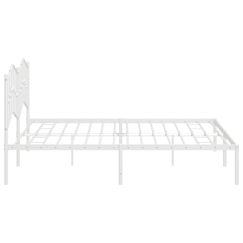 vidaXL Metal Bed Frame with Headboard White 76"x79.9" King-5