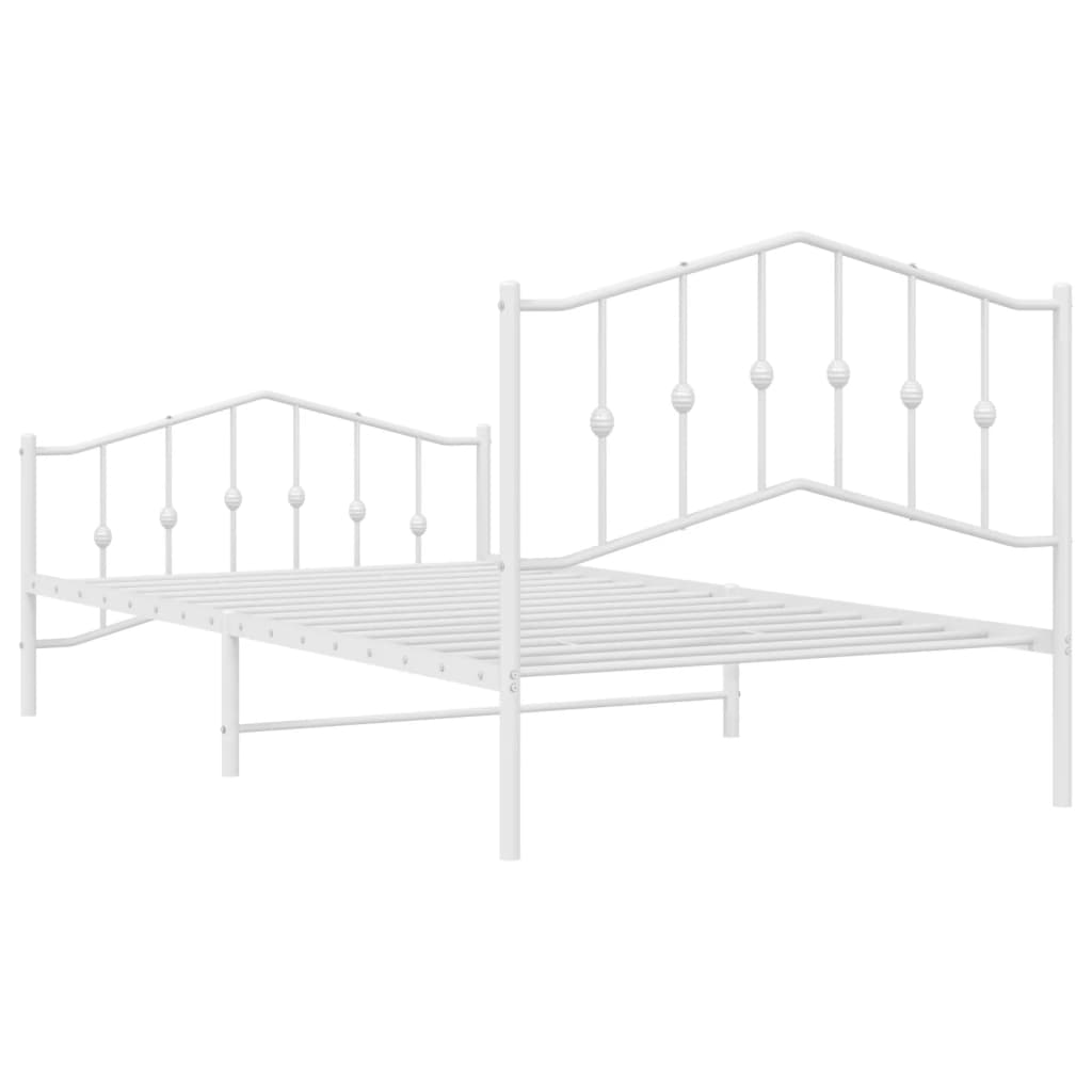 vidaXL Metal Bed Frame with Headboard and Footboard White 39.4"x78.7"-5
