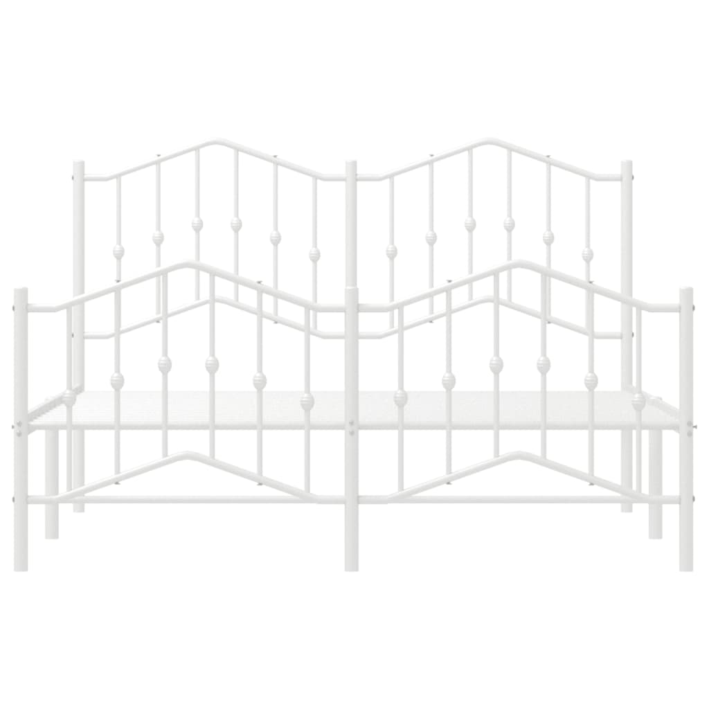 vidaXL Metal Bed Frame with Headboard and Footboard White 53.1"x74.8"-4