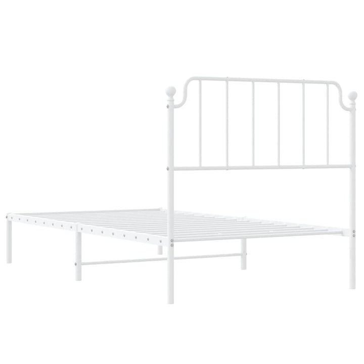 vidaXL Metal Bed Frame with Headboard White 39.4"x78.7"-5