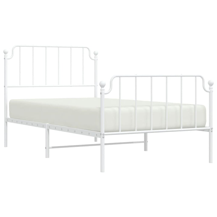 vidaXL Metal Bed Frame with Headboard and Footboard White 39.4"x74.8" Twin-1