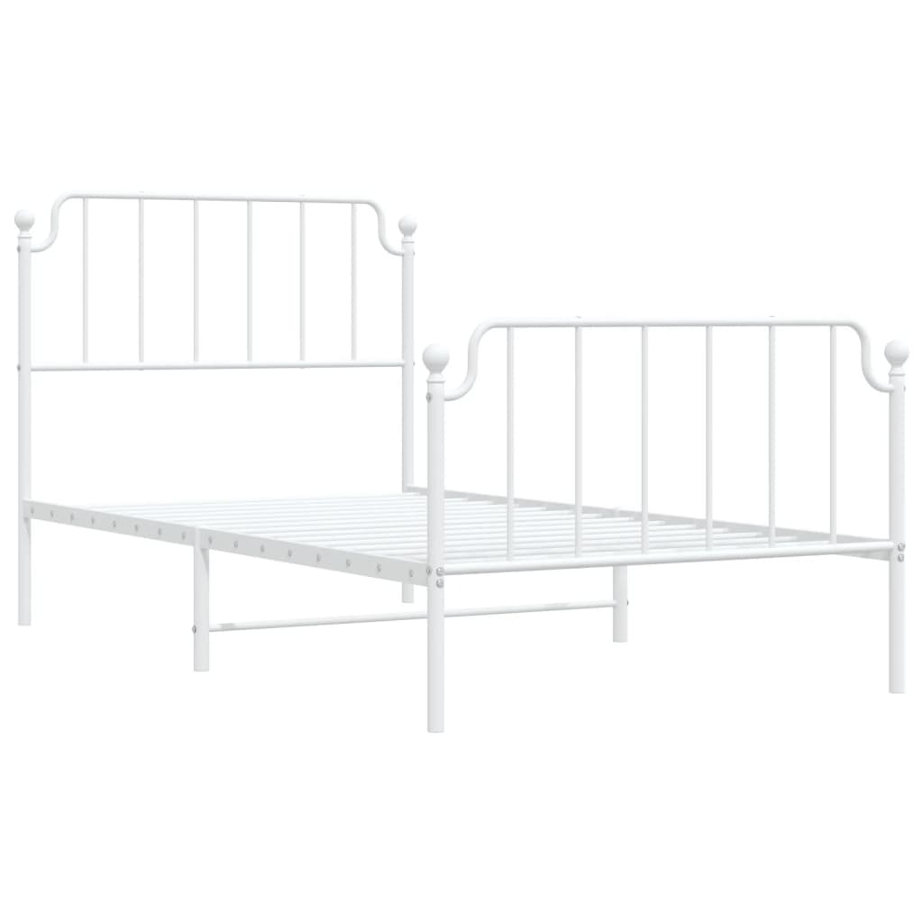 vidaXL Metal Bed Frame with Headboard and Footboard White 39.4"x74.8" Twin-2