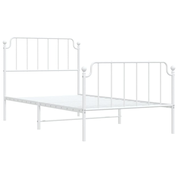 vidaXL Metal Bed Frame with Headboard and Footboard White 39.4"x74.8" Twin-2