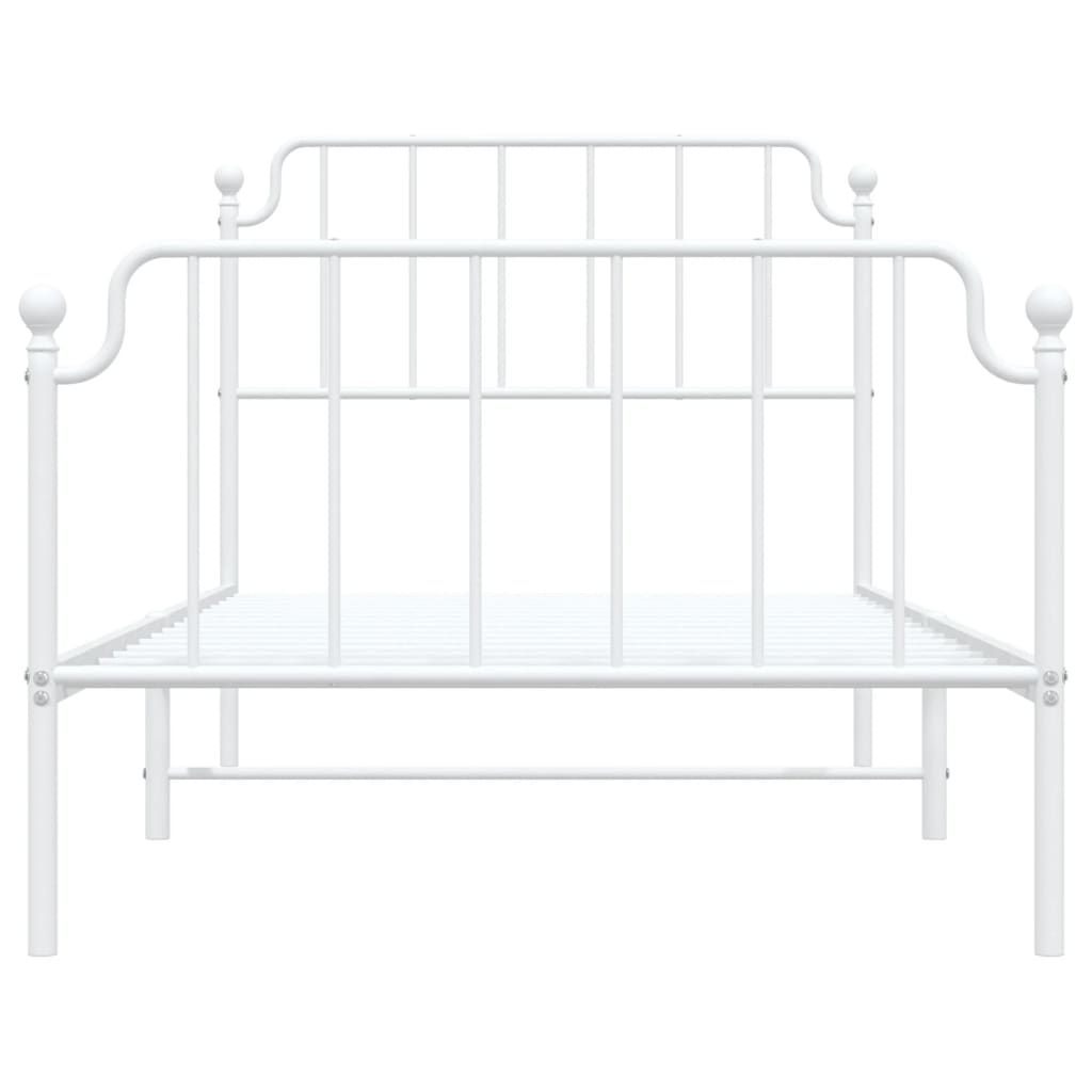 vidaXL Metal Bed Frame with Headboard and Footboard White 39.4"x74.8" Twin-3