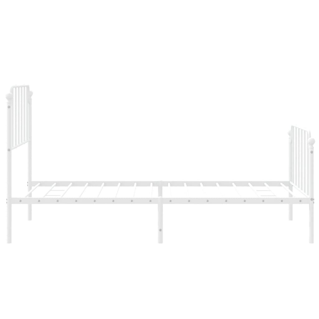 vidaXL Metal Bed Frame with Headboard and Footboard White 39.4"x74.8" Twin-4