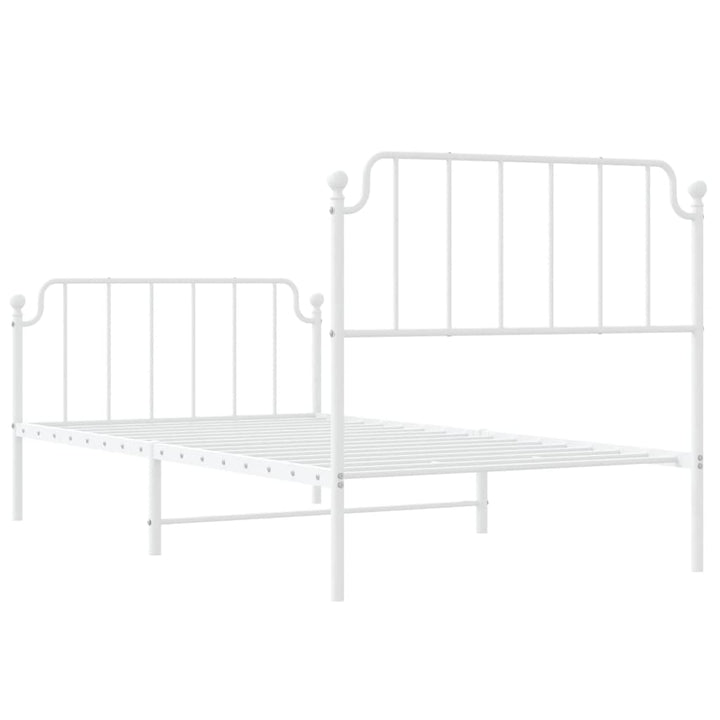 vidaXL Metal Bed Frame with Headboard and Footboard White 39.4"x74.8" Twin-5