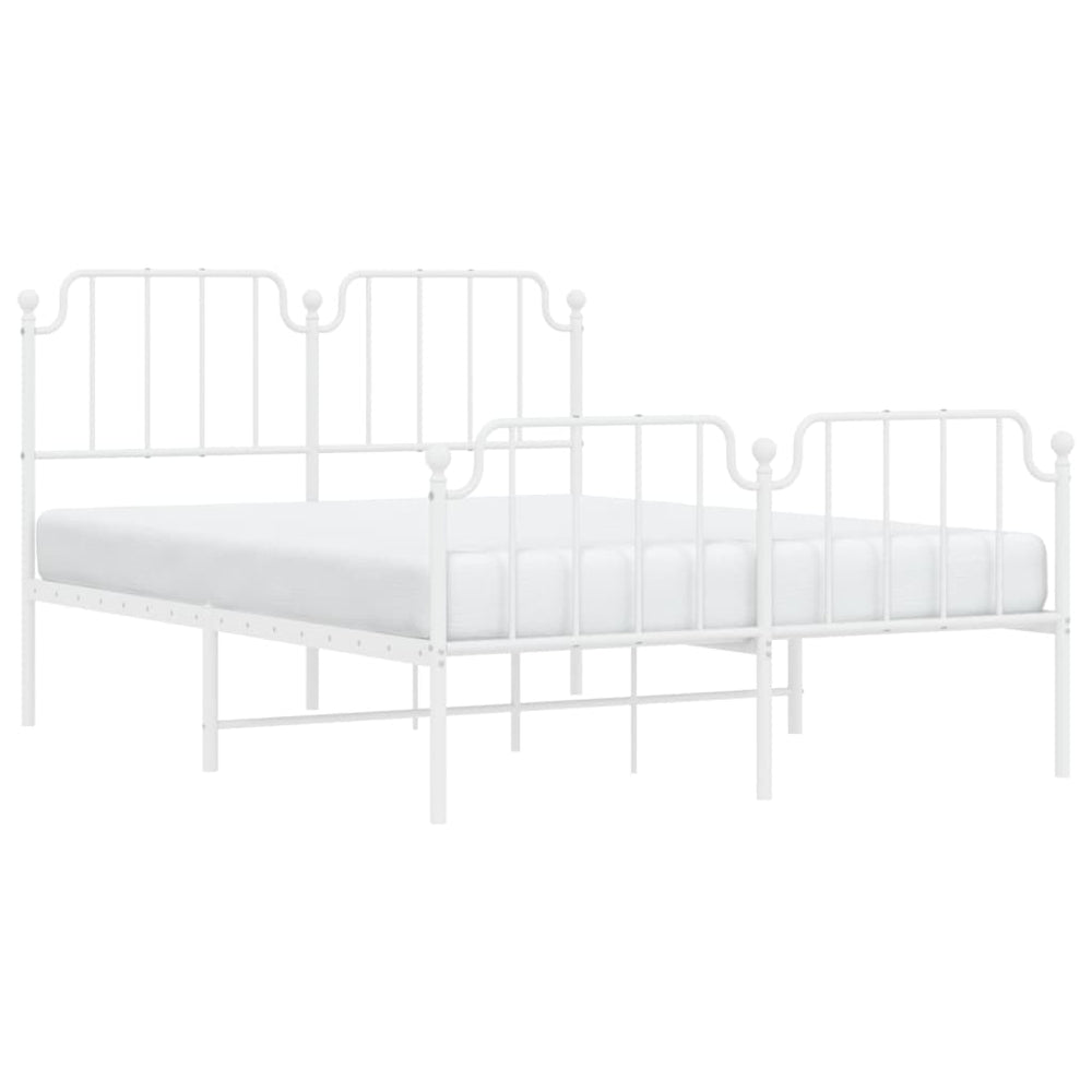vidaXL Metal Bed Frame with Headboard and Footboard White 59.1"x78.7"-1
