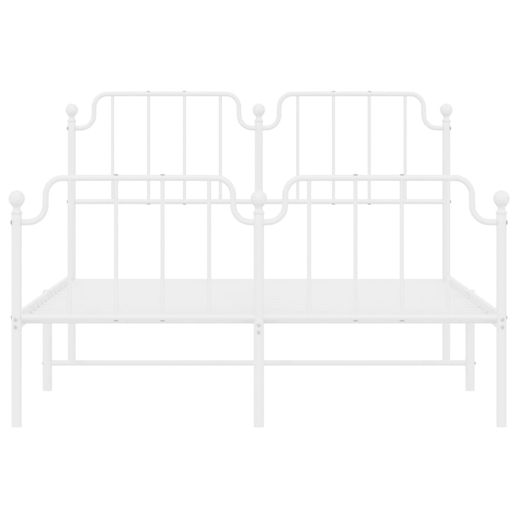 vidaXL Metal Bed Frame with Headboard and Footboard White 59.1"x78.7"-3