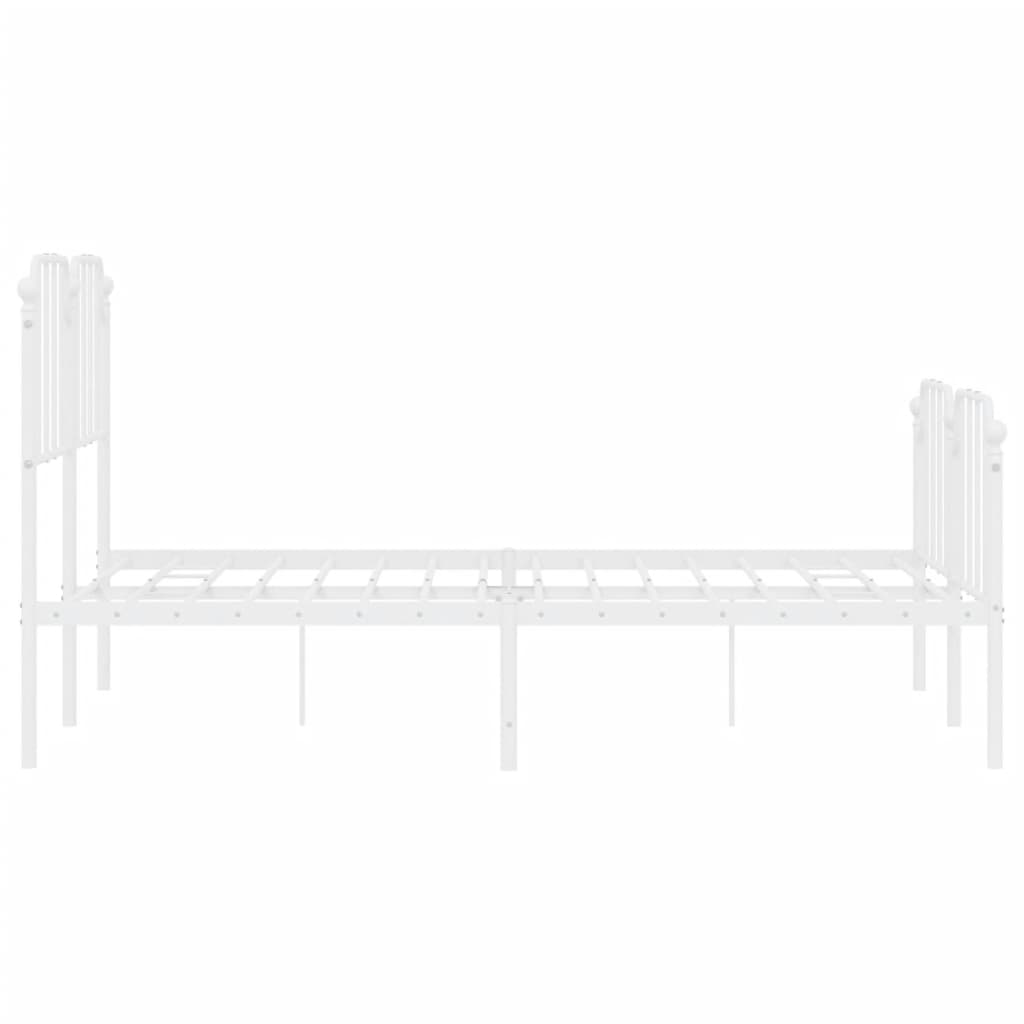 vidaXL Metal Bed Frame with Headboard and Footboard White 59.1"x78.7"-4