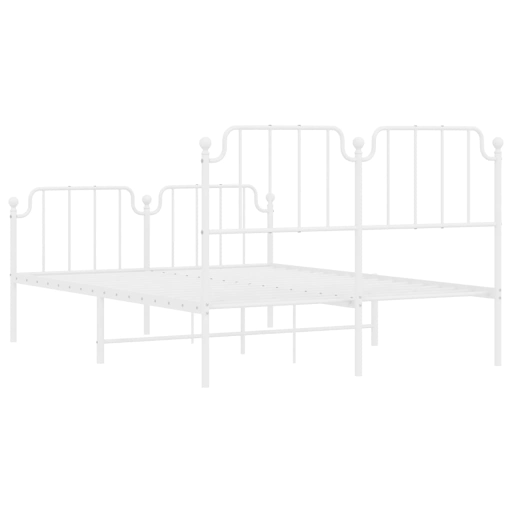 vidaXL Metal Bed Frame with Headboard and Footboard White 59.1"x78.7"-5