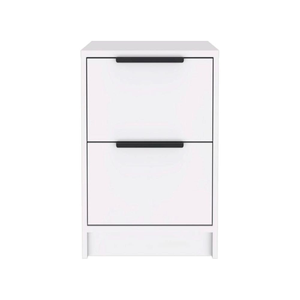 Nightstand Cervants, Two Drawers, Metal Handle, White Finish-3